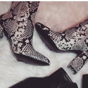 Snake print booties
